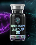 Vial labeled 'Peptide Therapy Cagrisema 5MG' with a DNA strand in the background