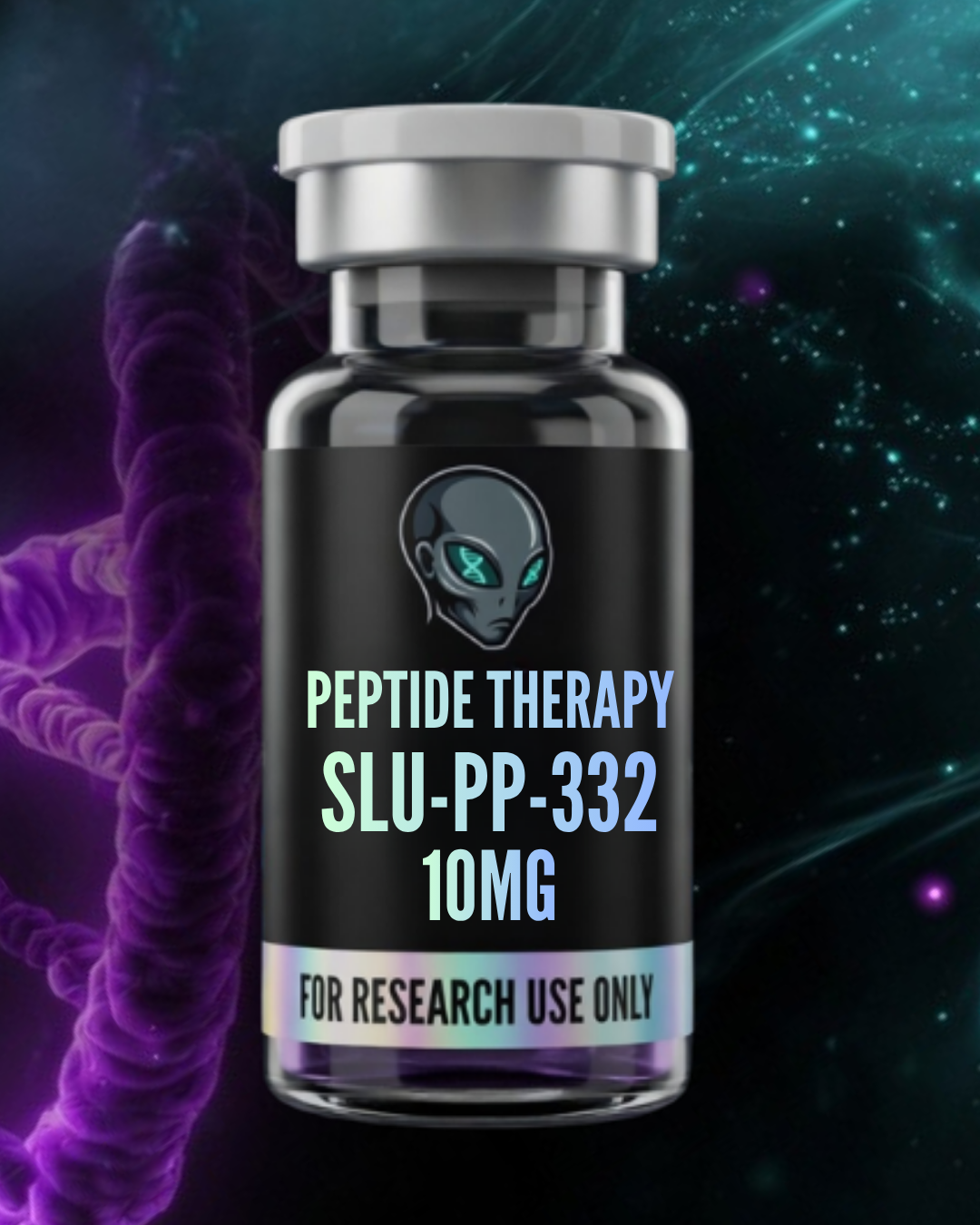 Peptide therapy vial labeled SLU-PP-332 with a dark background